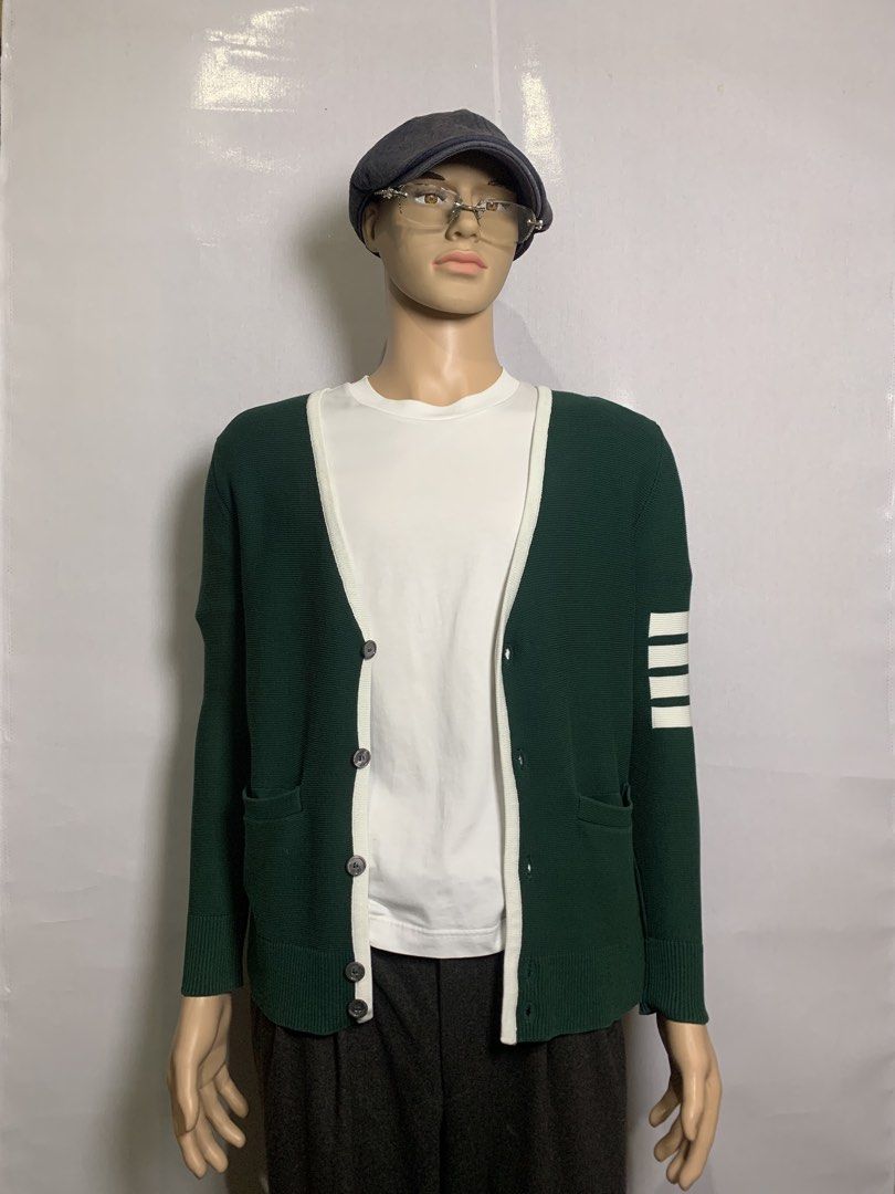 Thom Browne. Cardigan Knitted Green (Category: Luxury Apparel) located in Manila. Submitted by macadr1p (Listing ID 1470111653, Image 1). Description: Thom Browne. Cardigan Knitted 𝑴𝒆𝒂𝒔𝒖𝒓𝒆𝒎𝒆𝒏𝒕𝒔 — 20x27 𝑩𝒆𝒔𝒕 𝑭𝒊𝒕 — Medium 𝑪𝒐𝒍𝒐𝒓 𝑹𝒂𝒕𝒆— 9.8/10 𝑪𝒐𝒏𝒅𝒊𝒕𝒊𝒐𝒏 — Excellent 𝑻𝒂𝒈𝒔 — Complete 𝑰𝒔𝒔𝒖𝒆𝒔 — None 𝑭𝒂𝒃𝒓𝒊𝒄 — High-quality 𝑪𝒐𝒍𝒐𝒓 — Not faded 𝑺𝒊𝒈𝒏𝒔 𝒐𝒇 𝑼𝒔𝒂𝒈𝒆 — None 𝑫𝑰𝑺𝑪𝑳𝑨𝑰𝑴𝑬𝑹❗️ 𝑨𝒍