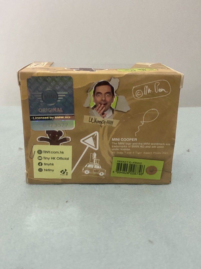 Tiny HK 1:50 Mr. Bean Mini Cooper Diecast Car (Category: Vehicle & Diecast Models) located in Quezon City. Submitted by mg163 (Listing ID 1470041466, Image 2). Description: For sale - Almost Brandnew Box 8.5/10 Toy 10/10 Collectible - Rare Original - Brand: Tiny (Official BMW AG licensed product) - Scale: 1:50 diecast model - Edition: Iconic Mr. Bean Green Mini Cooper with armchair strapped to the roof - Condition: Brand new, unopened box with or