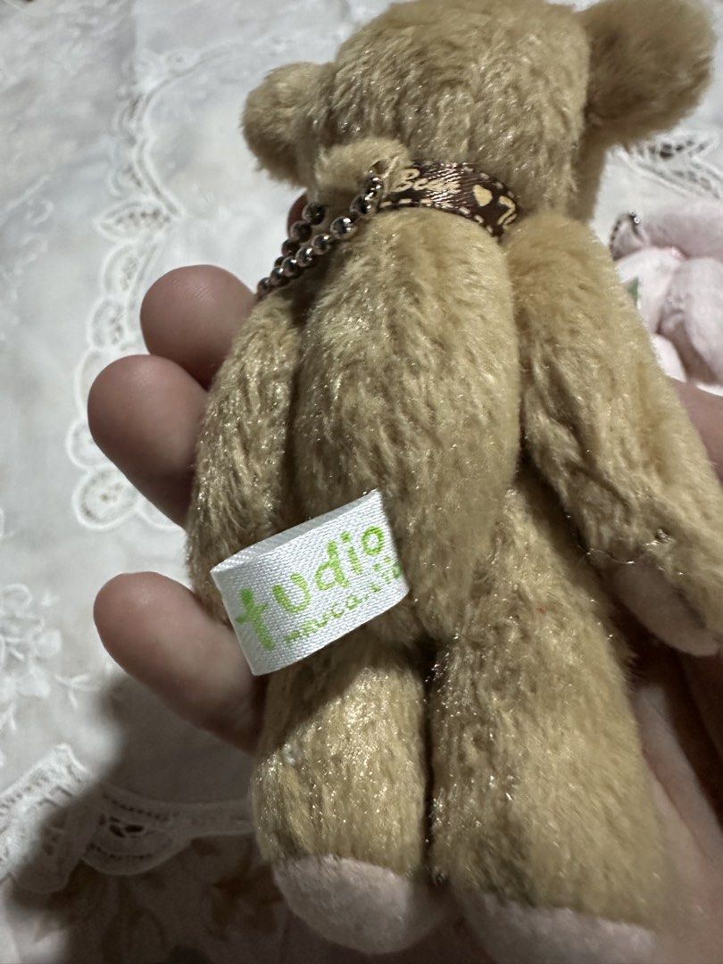 Tiny Studio (Tiny Bear) miniature teddy bear keychains/mascots with movable joints (Category: Charms) located in Davao. Submitted by favoritepreloved (Listing ID 1470057023, Image 3). Description: 💜 measuring approximately 10–11 cm tall.