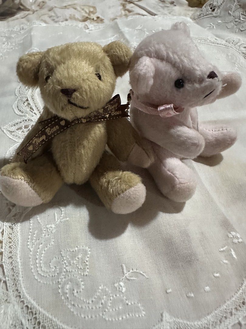 Tiny Studio (Tiny Bear) miniature teddy bear keychains/mascots with movable joints (Category: Charms) located in Davao. Submitted by favoritepreloved (Listing ID 1470057023, Image 2). Description: 💜 measuring approximately 10–11 cm tall.
