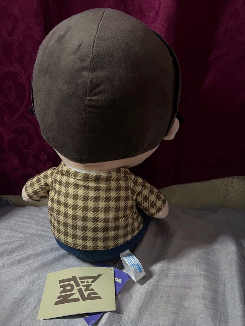 TinyTAN Jungkook Dynamite Mega Jumbo Plush SEGA (Category: Plushies & Soft Toys) located in Bulacan. Submitted by haven_plushie_dolls.888 (Listing ID 1470104209, Image 2). Description: - Official SEGA Jungkook TinyTAN plush - Wears the iconic Dynamite houndstooth jacket and blue trousers - Features 'JK' letters on the belt buckle - Comes with the official tag attached - Displayed only, never used or played with.