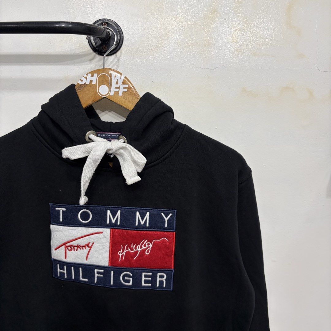 Tommy Hilfiger (Category: Hoodies) located in Santa Rosa. Submitted by gardenofthrifts (Listing ID 1469953950, Image 2). Description: Shirt ₱1280 Medium / Large Width: 19.5 Length: 26 10/10 Condition Comment “Mine” below to purchase..