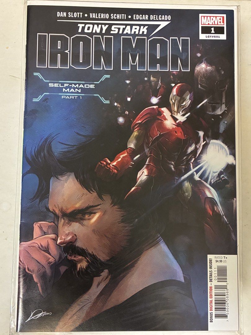 Tony Stark Iron Man #1 Comic (Category: Comics & Manga) located in General Mariano Alvarez. Submitted by spiderwebs3 (Listing ID 1470133090, Image 1). Description: Tony Stark Iron Man #1 (2018) Dan Slott, Valerio Schiti, & Edgar Delgado - Storyline: Self-Made Man Part 1 Bagged and boarded for extra protection Fixed Price at 300.