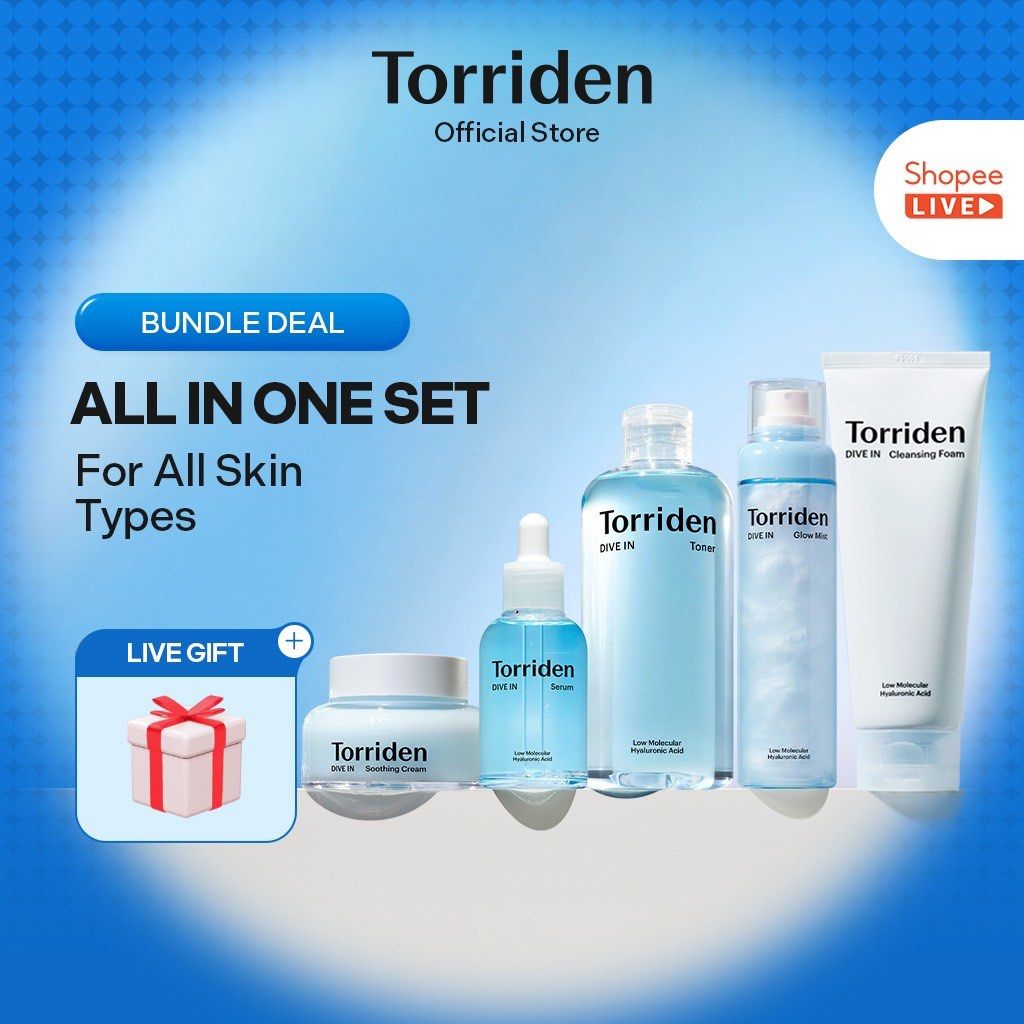 Torriden Bundle of 5 (Category: Face Care) located in Cainta. Submitted by villanuevamira19 (Listing ID 1470056916, Image 1). Description: PASALO Si Torriden mismo mag ship sa inyo. 2029 expiry Brandnew sealed 100% Authentic - Money back guarantee Free sf in MM/Rizal 2 sets available Set includes: -Hyaluronic Acid Serum 50ml -Dive in Glow Mist 120ml -Toner 300ml -Foam Cleanser 150ml -Soothing Cream 100ml Freebies please refer to the photo. .