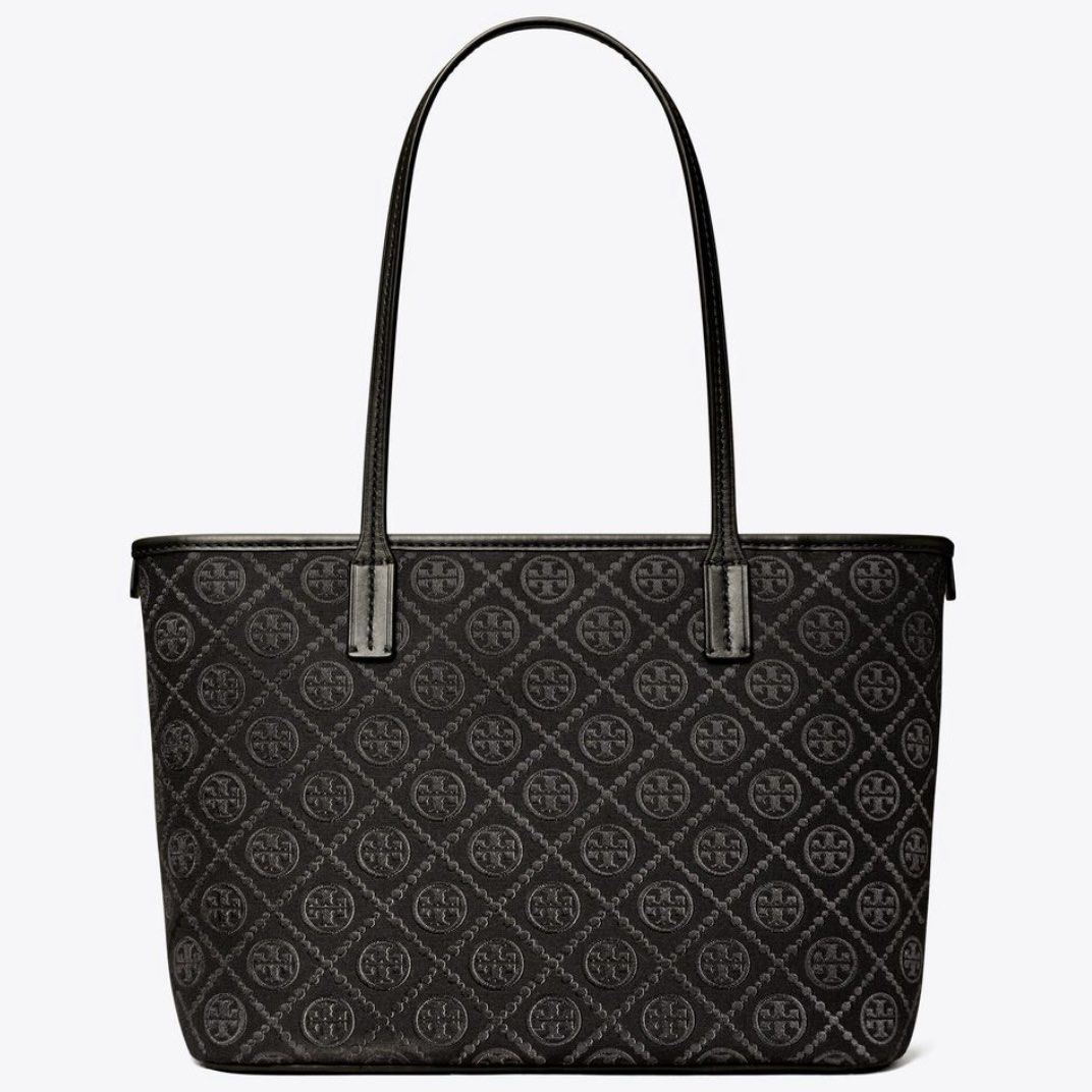Tory Burch Small T Monogram Zip Tote (Category: Tote Bags) located in Paranaque City. Submitted by _ngllou (Listing ID 1470084462, Image 3). Description: Tory Burch Small T Monogram Zip Tote ↪︎ Authentic Tory Burch Small Tote Bag ↪︎ Height: 9.3” (23.5cm); length: 12” (30.5cm); depth: 5” (12.8cm) ↪︎ Fits a laptop up to 13” ↪︎ Jacquard; napa leather trim ↪︎ Zipper closure ↪︎ Top handle with 9.3” (23.5cm) drop ↪︎ 1 interior hanging zipper pocket ↪︎ 