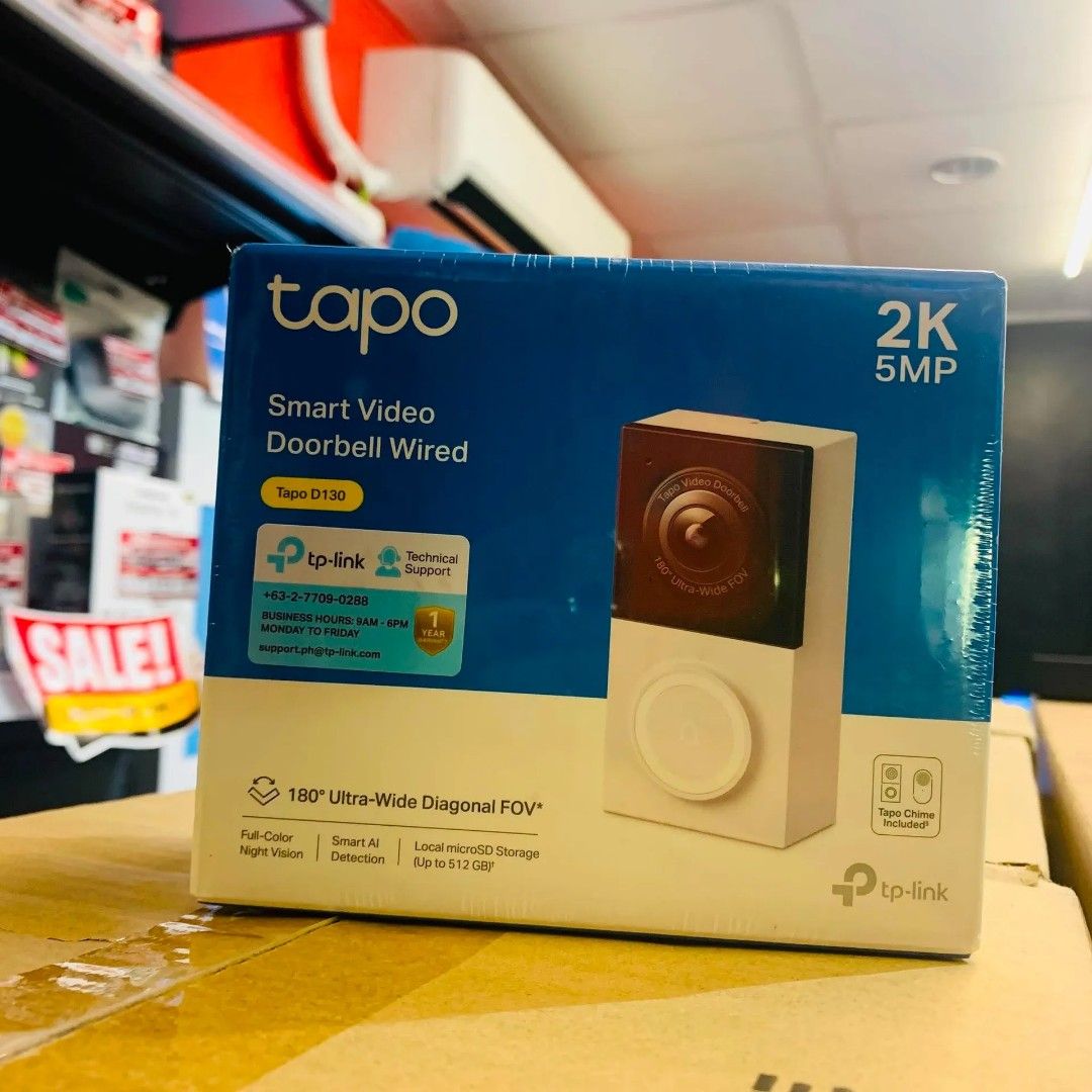 TP-Link Tapo D130 Smart Video Doorbell Wired (Category: Security Systems & CCTV Cameras) located in Pasay City. Submitted by gogadgetswithjaja (Listing ID 1469982332, Image 1). Description: TP-Link Tapo D130 Smart Video Doorbell Wired 🔎Please visit brands official website for more details of products specs and features. ❗️Prices are subject to change without prior notice. ✅️Actual picture posted. Brand New & Sealed. ✅️With receipt (OR or DR) ✅Ac