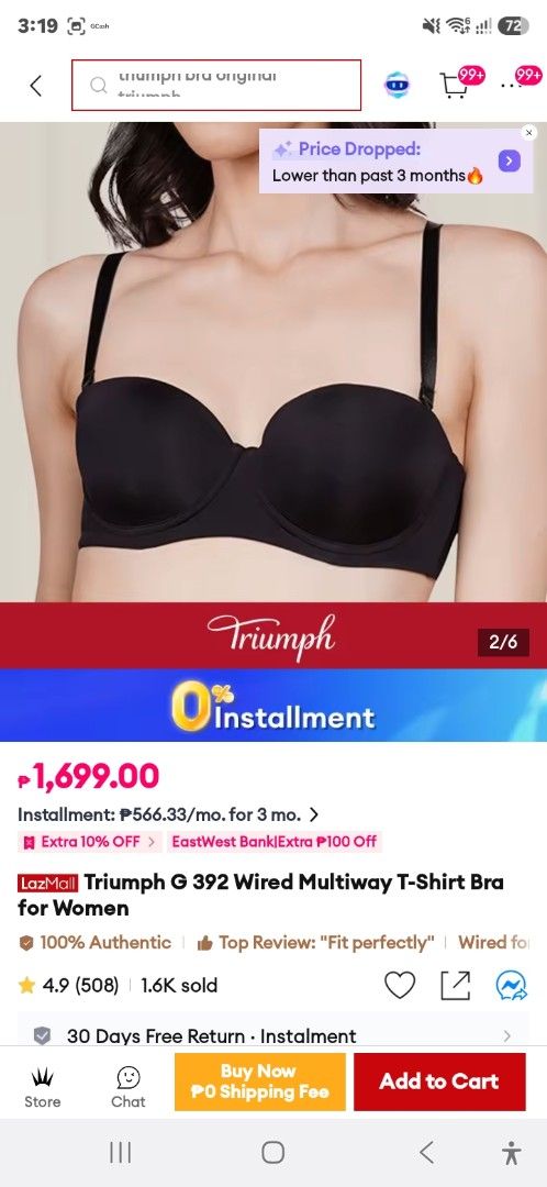 Trick or Treat Sale 💯 Triumph Invisible Multiway T-Shirt Bra Black (Category: Undergarments & Loungewear) located in Manila. Submitted by ubasirene (Listing ID 1470081454, Image 1). Description: - Brand: Triumph - Condition: Brand new with original tag attached - Color: Classic Black - Size: A 75 - Style: Multiway t-shirt bra (can be worn standard or strapless) - Features: Adjustable straps and smooth fabric that is invisible under tight clothes