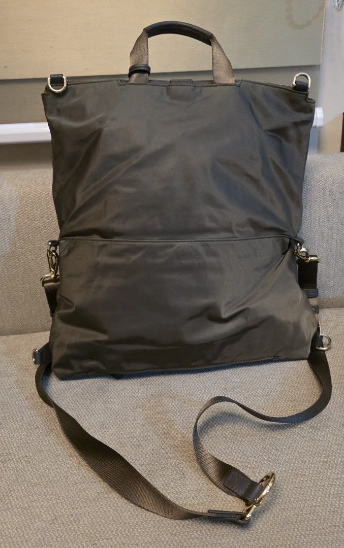 TUMI Voyageur Jane Convertible Backpack (Category: Backpacks) located in Pasig City. Submitted by starfjames (Listing ID 1469975234, Image 2). Description: Pre-loved authentic Tumi Jane Convertible Backback (Mink color) for only P12K (bought for almost P23K)! Wearable in 4 ways (please refer to photos from Tumi but the color in the photos is black, not mink). Very nice & in good condition, used a few times only. Super functional & durable. For fu