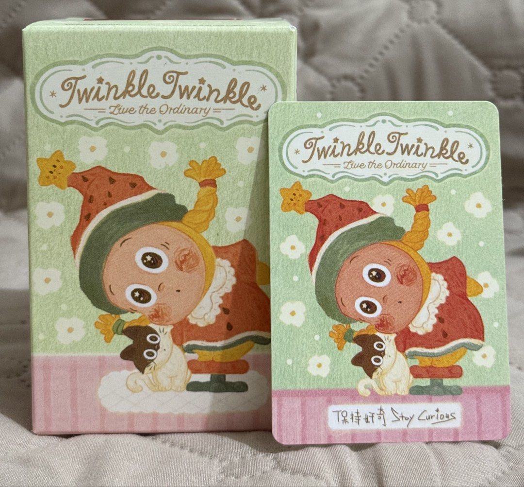 Twinkle Twinkle Live the Ordinary- Stay Curious (Category: Designer & Blind Box Toys) located in Antipolo. Submitted by jennies_closet (Listing ID 1469967176, Image 1). Description: Want to Sell Only / Not for Trade: Twinkle Twinkle Live the Ordinary- Stay Curious 600 pesos only Condition: Authentic Popmart figure, Brand new, sealed foil, open box below with card Location: Antipolo City Mode of Payment: GCASH or BPI Mode of Delivery: Lalamove/ J&