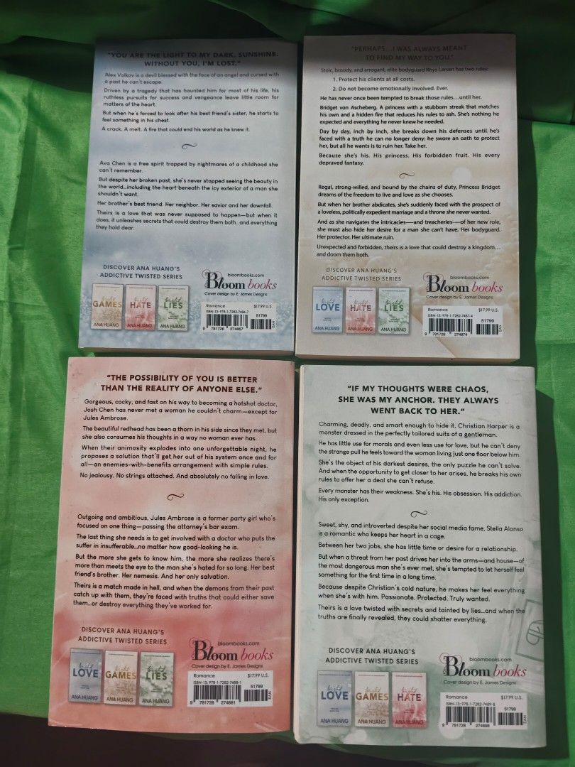 Twisted Series by Ana Huang (Category: Storybooks) located in Bantayan. Submitted by justreadbyjeanice (Listing ID 1469960438, Image 2). Description: 📚Twisted Series by Ana Huang ✨ Brand New | US Paperback 🇺🇸 💔 Four interconnected romances filled with sizzling chemistry, unforgettable characters, and irresistible tropes—from grumpy × sunshine and royal romance to enemies-to-lovers and fake dating. Each book follows a different couple, but tog