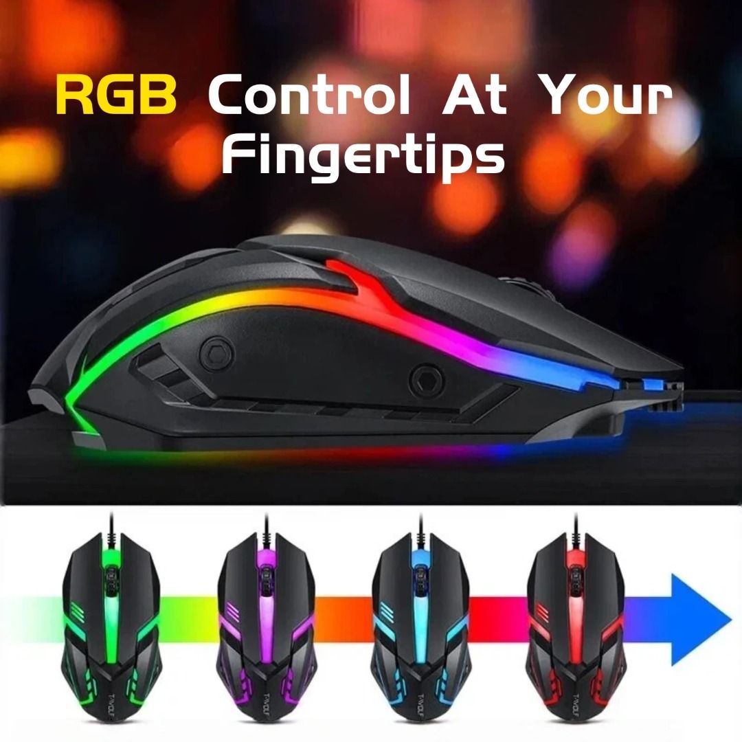 T-WOLF RGB Gaming Keyboard Mouse Headset Mousepad 4 in 1 Combo Wired ...