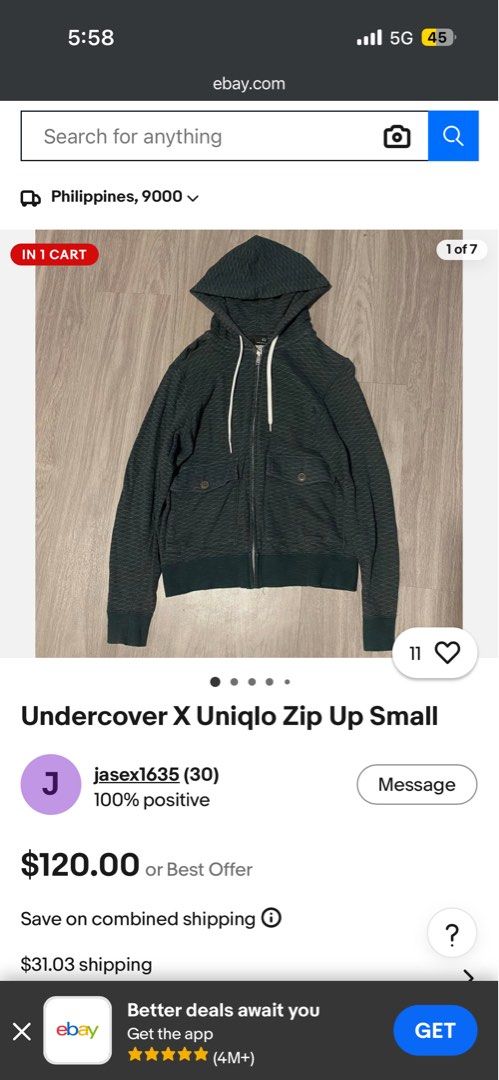 Undercover x uniqlo (Category: Hoodies) located in Zamboanga. Submitted by thriftitup0430 (Listing ID 1470050370, Image 1). Description: Undercover x uniqlo zip up hoodie Size L on tag Excellent condition No issue.
