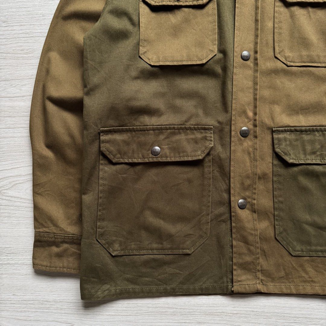 Uniform Bridge Cotton Camp Jacket Mixed (Category: Coats, Jackets and Outerwear) located in Zamboanga. Submitted by rustic.rev (Listing ID 1470075026, Image 3). Description: Uniform Bridge Cotton Camp Jacket Mixed In excellent condition Tagged: L Actual Measurements: Pit to pit: 22” Length: 28.5” Shoulders: 19” Sleeves length: 25”.