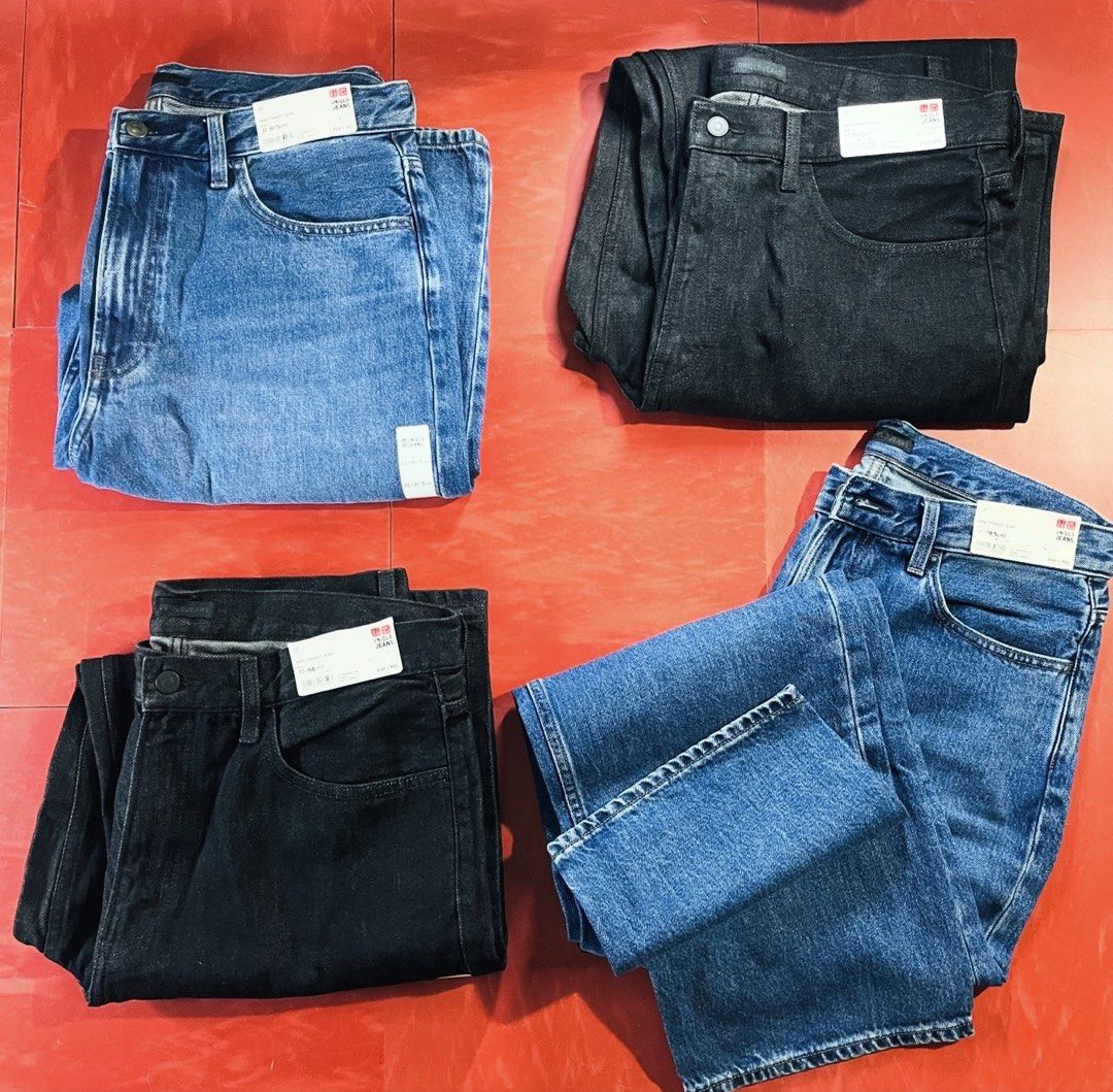 Uniqlo black blue wide jeans (Category: Jeans) located in Quezon City. Submitted by akieo (Listing ID 1470124298, Image 1). Description: Uniqlo Wide Straight Brand new with tag original Price 1,490 each only‼️ Shipping ok.