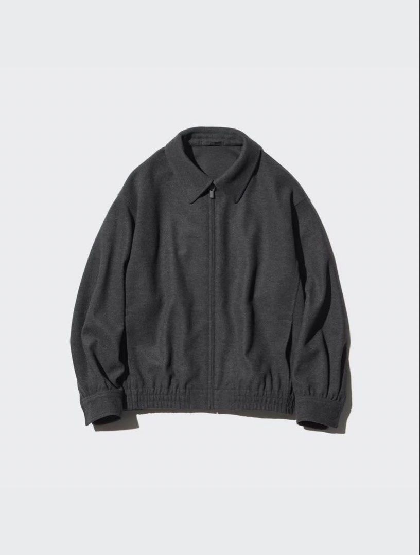 Uniqlo Brushed Jersey Oversized Blouson (Category: Coats, Jackets and Outerwear) located in Manila. Submitted by slysnoopy (Listing ID 1470121895, Image 1). Description: L on tag Boxy cropped 24” L x 25” W Good condition Loc: Tondo.