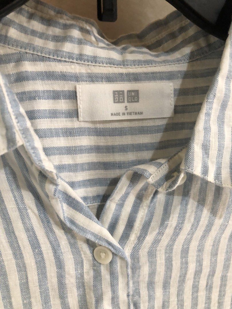 UNIQLO PREMIUM LINEN TOP (Category: Longsleeves) located in Santa Rosa. Submitted by eceldg05 (Listing ID 1469994370, Image 3). Description: UNIQLO PREMIUM LINEN STRIPED LONGSLEEVE TOP SMALL BNW COND.