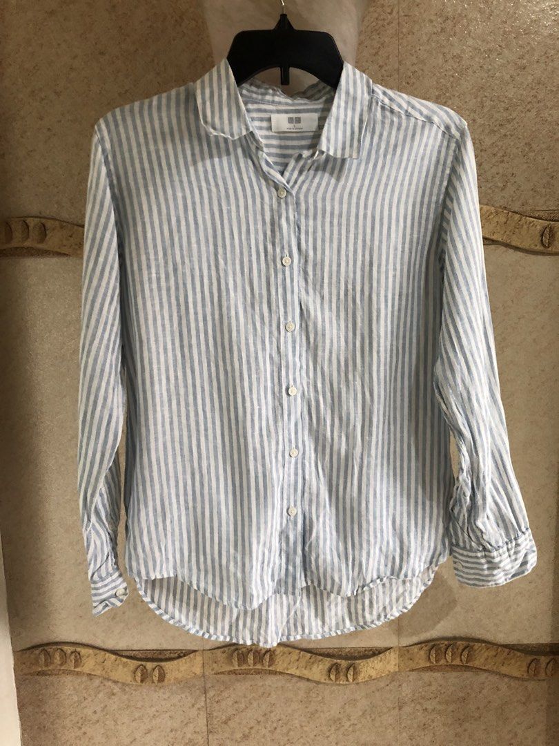 UNIQLO PREMIUM LINEN TOP (Category: Longsleeves) located in Santa Rosa. Submitted by eceldg05 (Listing ID 1469994370, Image 2). Description: UNIQLO PREMIUM LINEN STRIPED LONGSLEEVE TOP SMALL BNW COND.