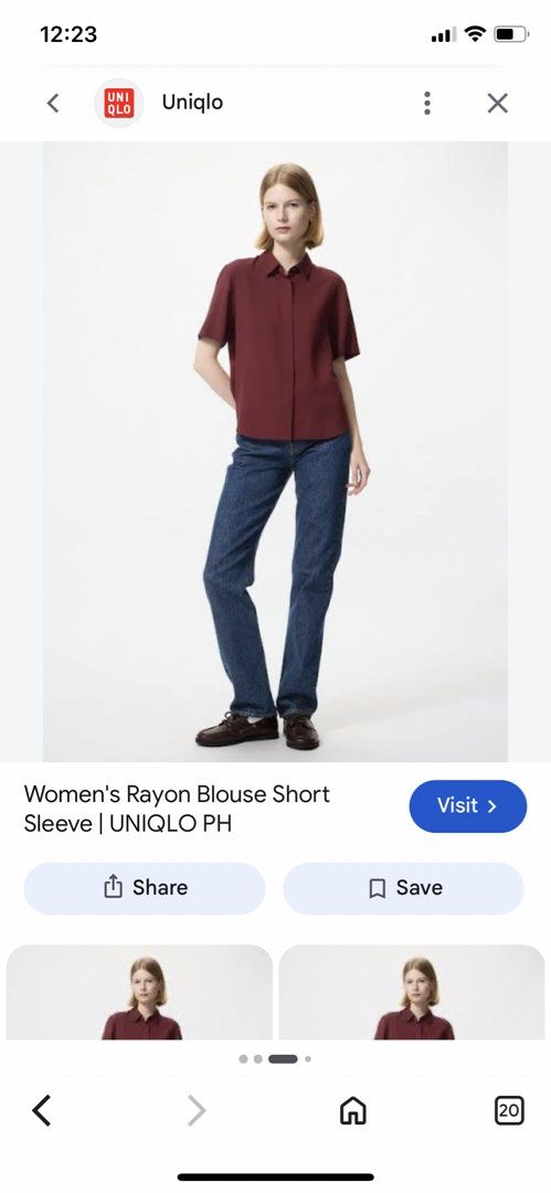 UNIQLO RAYON BLOUSE (Category: Blouses) located in Santa Rosa. Submitted by eceldg05 (Listing ID 1469994003, Image 1). Description: UNIQLO RAYON BLOUSE Burgundy L on tag medium fit only Bnw cond.