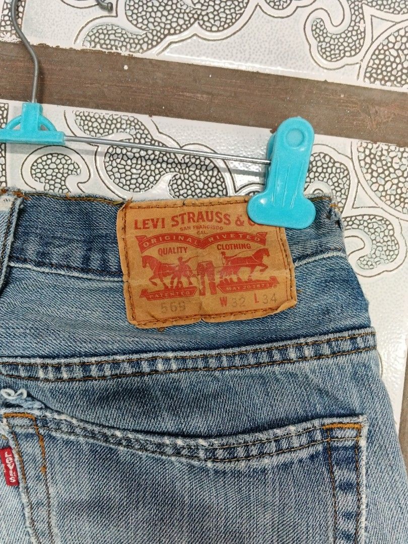 upcycled and reworked Levi's patchwork denim jeans (Category: Jeans) located in Daraga. Submitted by trippythrifter (Listing ID 1469959018, Image 3). Description: 28 waist 41.5 length need wash.