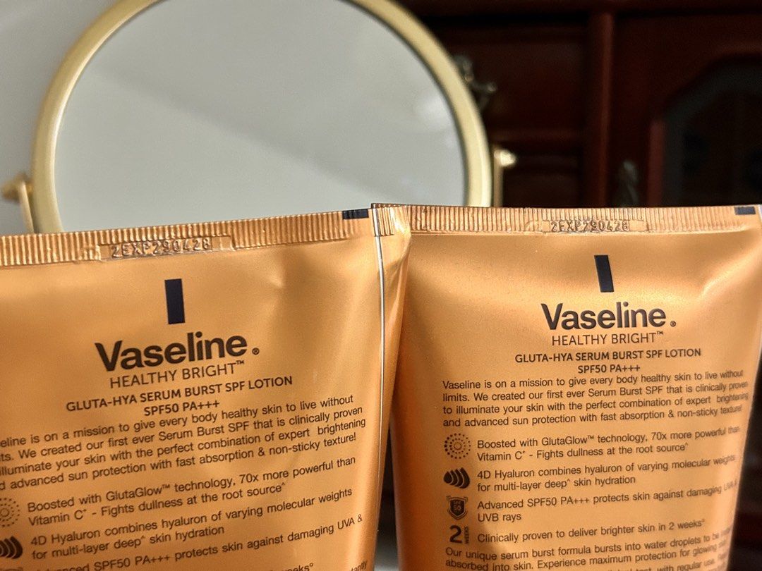 Vaseline Gluta Hya Serum Burst Lotion SPF 50 (Category: Body Care) located in Pinamalayan. Submitted by _dragonfly (Listing ID 1470086984, Image 2). Description: One bottle is 100% full and sealed! The other one is 99% full and opened Please don't request discounts for this one the original price is 850+ bought it for 688 on a sale and I'm selling it 200 pesos less than what I got it for. Thank you! .
