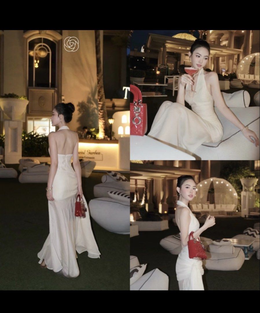Vietnam Halter Dress (Category: Dresses) located in Pasig City. Submitted by pattycakez (Listing ID 1469970526, Image 3). Description: Purchased from Vietnam Size: small Color: cream Brand new.