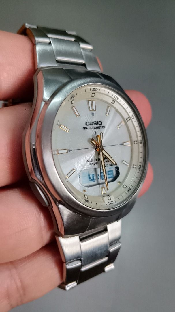 Vintage Casio Waveceptor Analog-Digital Solar Watch (Category: Men's Watches) located in Malolos. Submitted by chrono_revival (Listing ID 1470055830, Image 2). Description: PLEASE READ THE FULL POST BEFORE SENDING ANY INQUIRIES. SERIOUS OFFERS ONLY PLEASE. ********** Authentic Casio Waveceptor WVA-M600 Module 5161 - Manufactured 2005 - Men’s Analog-Digital (Ana-Digi) Solar Watch - Hybrid construction – stainless steel, bio-ceramic, and rubber - J