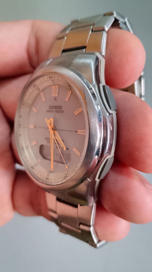 Vintage Casio Waveceptor Analog-Digital Solar Watch (Category: Men's Watches) located in Malolos. Submitted by chrono_revival (Listing ID 1470055830, Image 3). Description: PLEASE READ THE FULL POST BEFORE SENDING ANY INQUIRIES. SERIOUS OFFERS ONLY PLEASE. ********** Authentic Casio Waveceptor WVA-M600 Module 5161 - Manufactured 2005 - Men’s Analog-Digital (Ana-Digi) Solar Watch - Hybrid construction – stainless steel, bio-ceramic, and rubber - J
