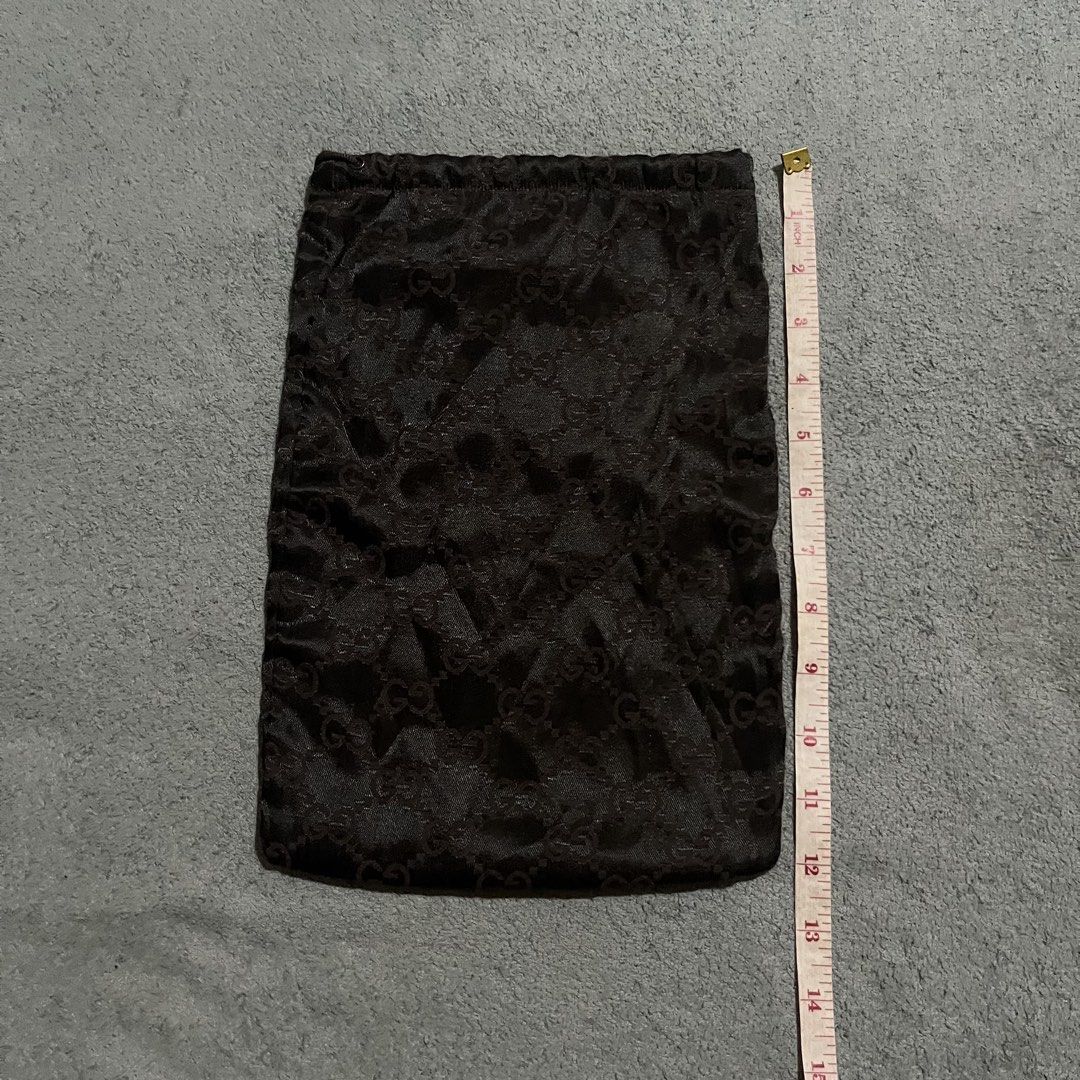 Vintage Gucci brown monogram GG satin drawstring dust bag (Category: Luxury Bags & Wallets) located in Hagonoy. Submitted by ianthrift_ph (Listing ID 1470094765, Image 3). Description: pristine condition color 10/10 no issue.