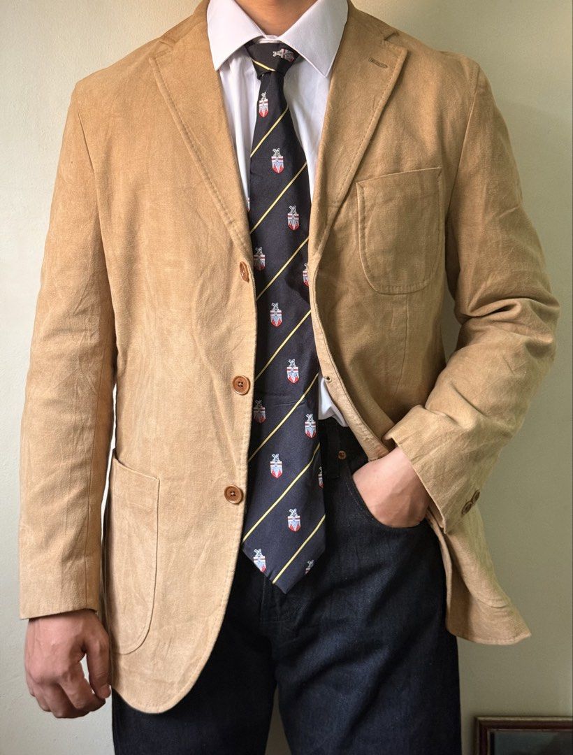 Vintage j.press Ivy Tan suit Jacket (Category: Coats, Jackets and Outerwear) located in Manila. Submitted by store6020 (Listing ID 1470132517, Image 1). Description: Vintage J.PRESS Ivy Tan suit Jacket 95%cotton 5%polyurethane J.PRESS is a renowned American menswear brand known for its classic Ivy League style, traditional tailoring, and timeless craftsmanship. A suede suit jacket offers a refined vintage look, combining the soft texture of cotto