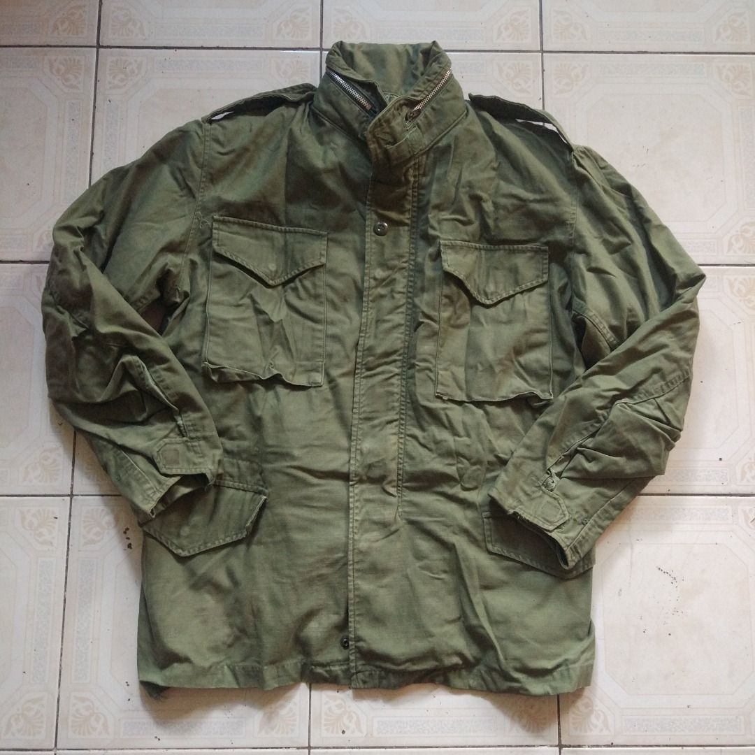 Vintage M-65 OD Jacket M (Category: Coats, Jackets and Outerwear) located in Pasay City. Submitted by denimdude.ph (Listing ID 1470037229, Image 1). Description: no tags, fits medium bent zipper puller and hole at liner at armpit area, last pics.
