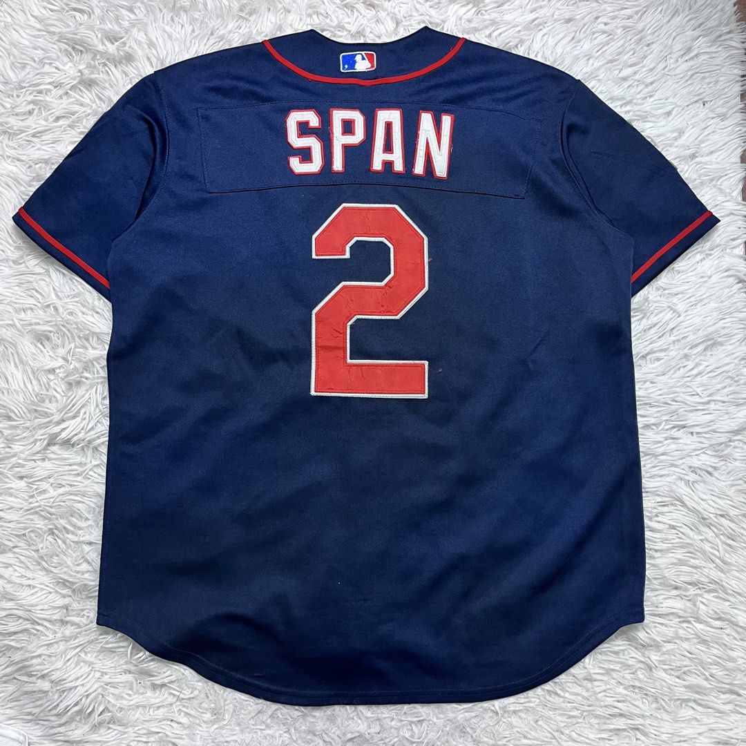 Vintage MLB jersey (Category: Activewear) located in Baguio. Submitted by sellingtonshop (Listing ID 1469963542, Image 2). Description: u8. Vintage Minnesota Twins Baseball Jersey #2 Span by Majestic Size: XL Dimes: 32*27 Condition: Very Good Issue: small runs and and stains Mine: 780 Steal: 880 Grab: 980.