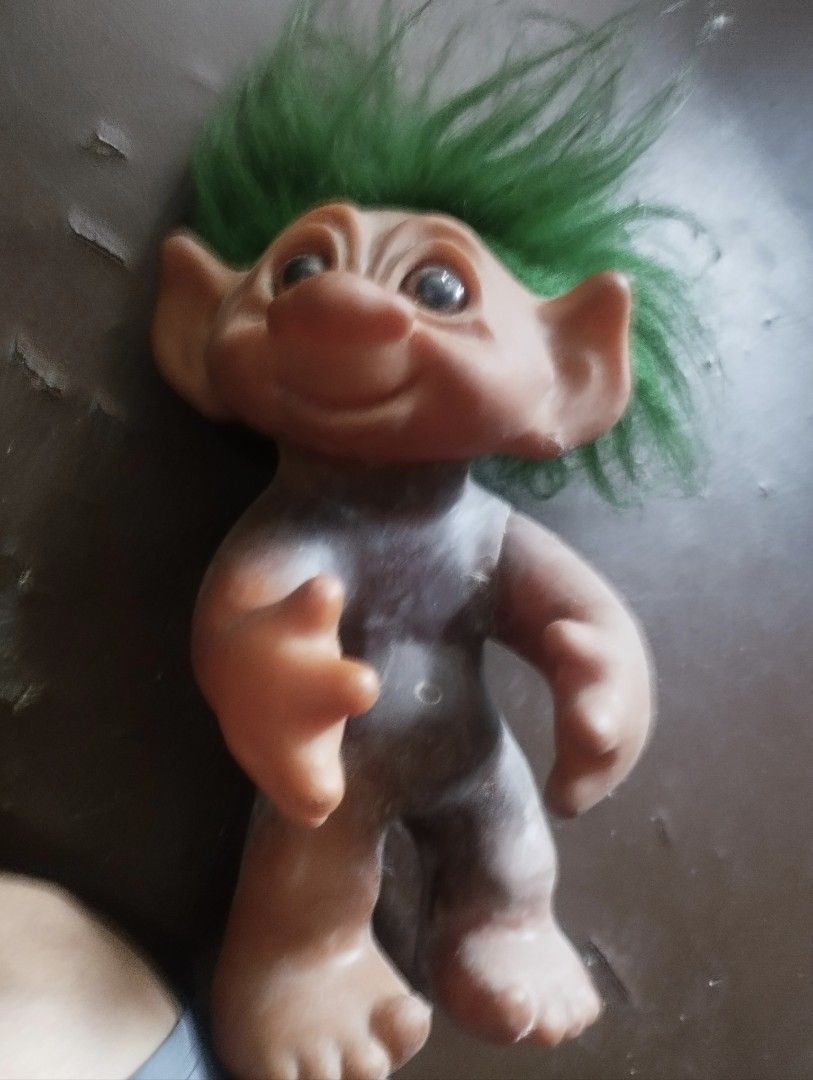 Vintage Thomas dam troll 1970s era (Category: Plushies & Soft Toys) located in Mandaluyong City. Submitted by LEATHERFACE (Listing ID 1469972946, Image 1). Description: - Authentic vintage 1977 Thomas Dam troll doll, stamped Made in Denmark - Striking, full, and bright green hair - Classic peach skin tone with big ears and a friendly smile - Medium size, perfect for display - Clean vinyl body, great collector's item from the original maker.