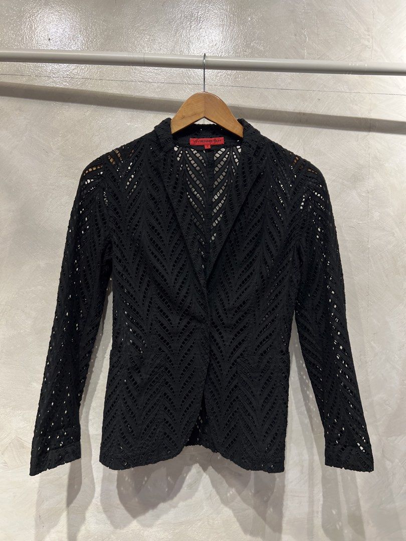 Vivienne Tam - See Through Blazer (Category: Coats, Jackets and Outerwear) located in Quezon City. Submitted by cityboycrates_ph (Listing ID 1470035898, Image 1). Description: Size: S Material: Cotton Made In: Hongkong Condition: Excellent Color rate: 9.5/10 Issue: None Exact metrics shared upon inquiry. Take a quick moment to double-check the size & condition. Once an order is placed and confirmed, we may not be able to make changes or offer can