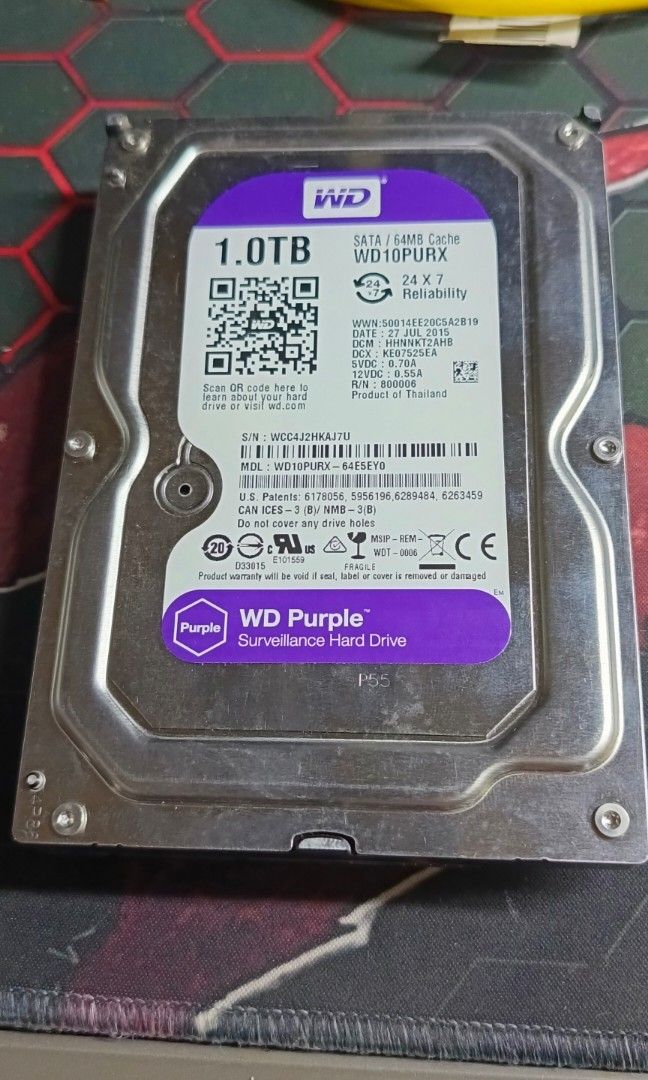 WD purple 1TB almost new (Category: Hard Disks & Thumbdrives) located in Manila. Submitted by zon1226 (Listing ID 1469992812, Image 1). Description: Perfect for CCTV and servers. price negotiable..