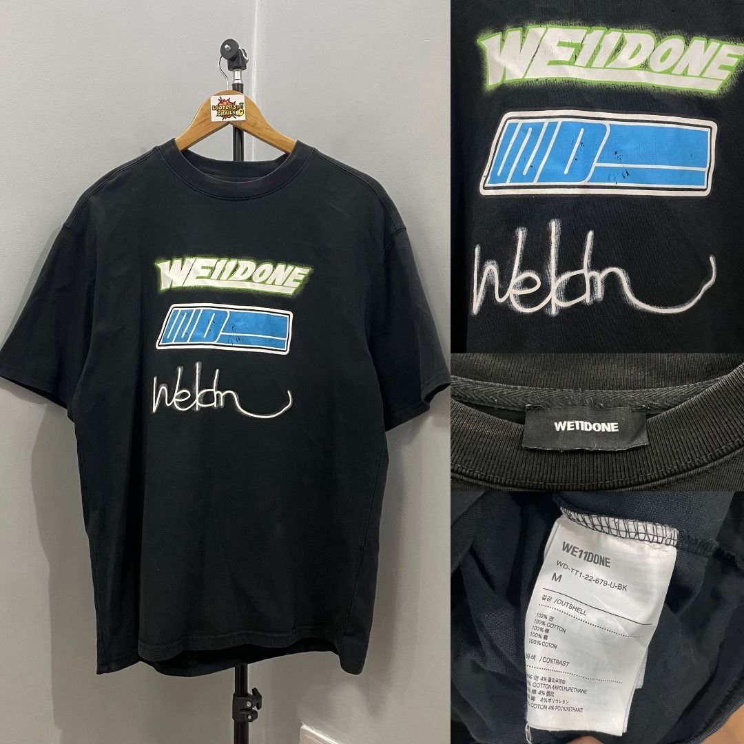 WE11DONE TEE (BLACK) (Category: Tshirts & Polo Shirts ) located in Cabanatuan. Submitted by lootersgrails (Listing ID 1469953696, Image 1). Description: WE11DONE TEE (BLACK) L29 W21 LARGE TO XL ISSUE: CRACKEDPRINT.