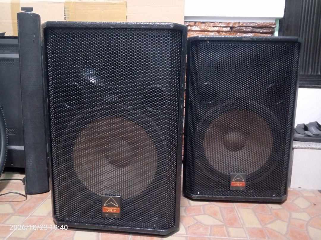 Wharfedale Pro EVP-X15 PA Speakers Pair (Category: Soundbars, Speakers & Amplifiers) located in Las Pinas. Submitted by celynorn (Listing ID 1470001373, Image 3). Description: Pair of Wharfedale Pro EVP-X15 passive loudspeakers - Power handling: 300W continuous, 600W program, 1200W peak (8 ohms) - Connections: Speakon and 1/4 inch jacks on the back panel - Features: High frequency level switch for boost or flat settings - Build: Rugged black carp
