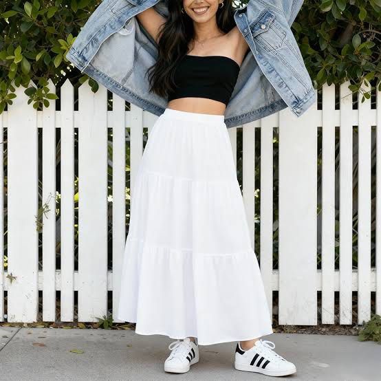 White Beachy Summer Long Cotton Skirt (Category: Skirts) located in Cavite. Submitted by fiarteau (Listing ID 1469970989, Image 2). Description: Garter waist, fit S-L.