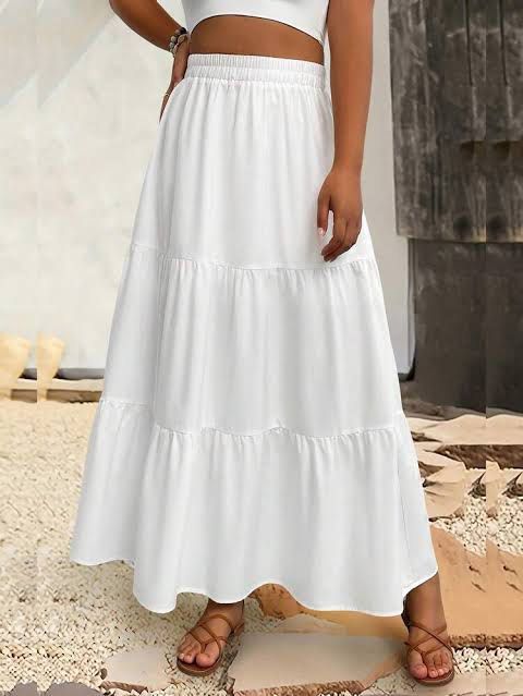 White Beachy Summer Long Cotton Skirt (Category: Skirts) located in Cavite. Submitted by fiarteau (Listing ID 1469970989, Image 1). Description: Garter waist, fit S-L.