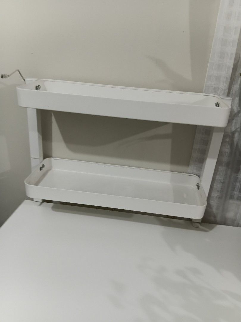 White Under Desk Cable Management Tray (Category: Office Furniture & Fixtures) located in Makati City. Submitted by mkdmaniego (Listing ID 1470102230, Image 1). Description: - Color: Clean white finish - Material: Sturdy metal build - Compatibility: Perfect for standing desks - Installation: Mounting brackets included for easy setup from ikea.