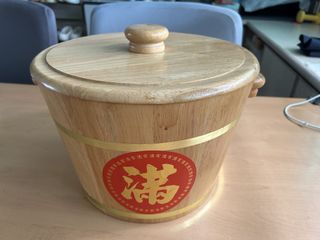 Wooden Rice Bucket with Lid (5kg), Furniture & Home Living, Kitchenware ...