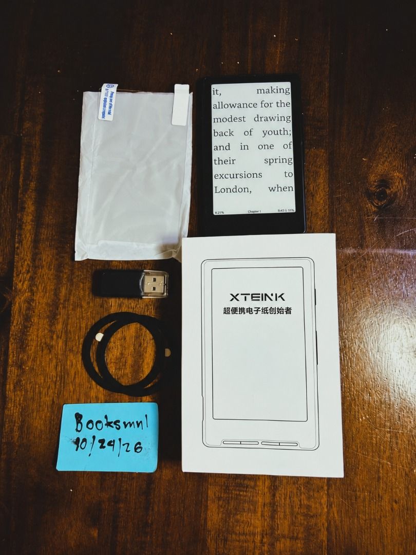 XTEINK X4 4.3" e-Reader Black 16GB (Category: E-Readers) located in Antipolo. Submitted by booksmnl2 (Listing ID 1470043345, Image 1). Description: Selling my XTEINK X4 in Black. Lightly used, in good condition, and everything works perfectly fine. Comes with complete accessories and CrossPoint 1.6 installed. 4.3-inch E-Ink Display USB-C Charging 16GB microSD Card Quick Start Guide microSD Card Reader Screen Protector & Applicator Kit 2 Magnetic 