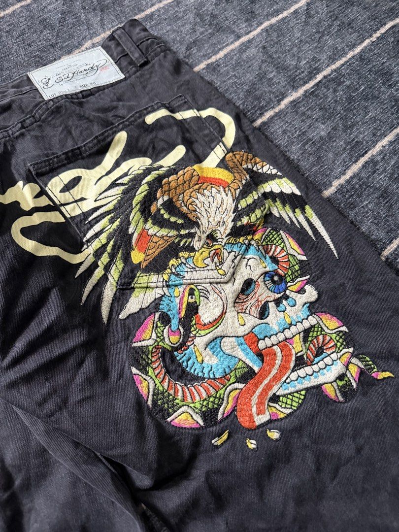 Y2k ed hardy embroid jeans (Category: Jeans) located in Batangas. Submitted by robertlopezigaya (Listing ID 1469980546, Image 3). Description: Y2k ed hardy embroid jeans Size 38 No issue Excellent condition.