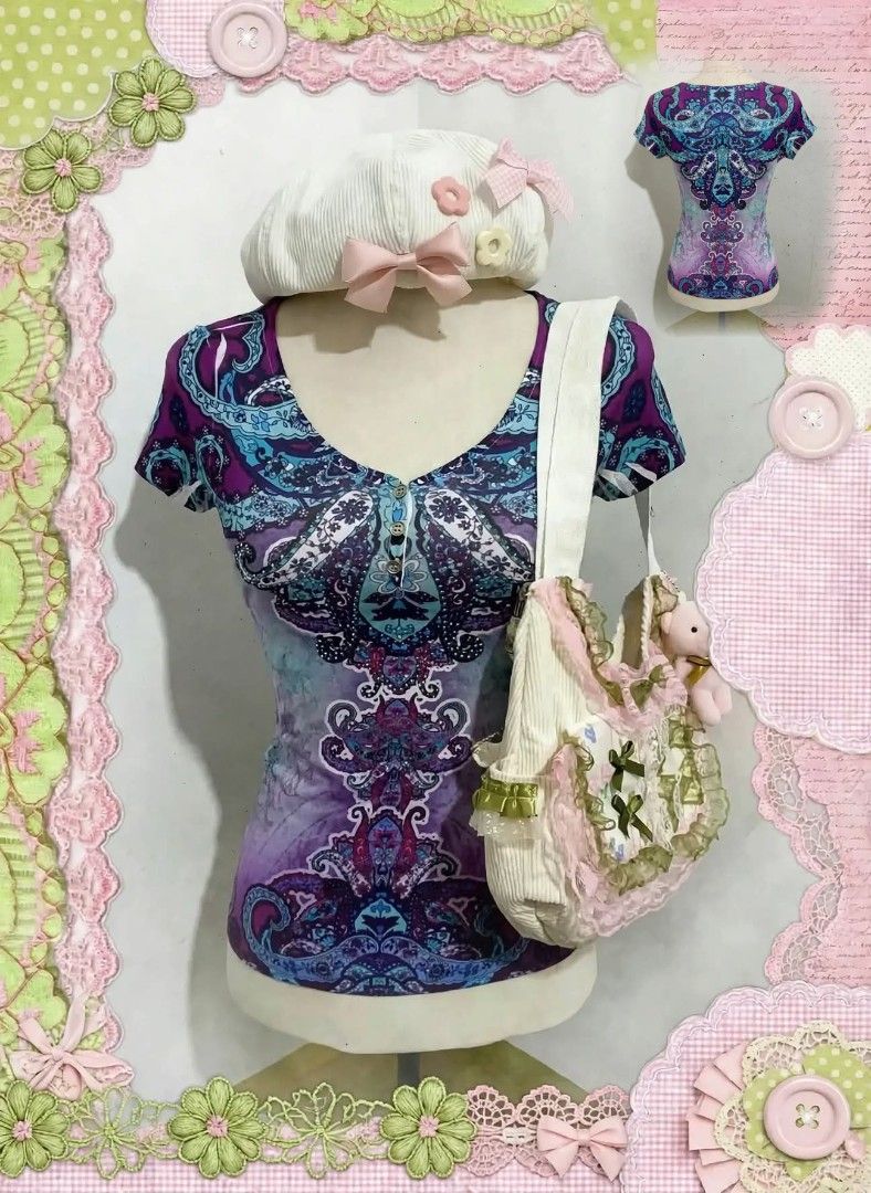 Y2K Paisley Henley Boho Top (Category: Others Tops) located in Cavite. Submitted by angelic.clot (Listing ID 1470065018, Image 1). Description: .
