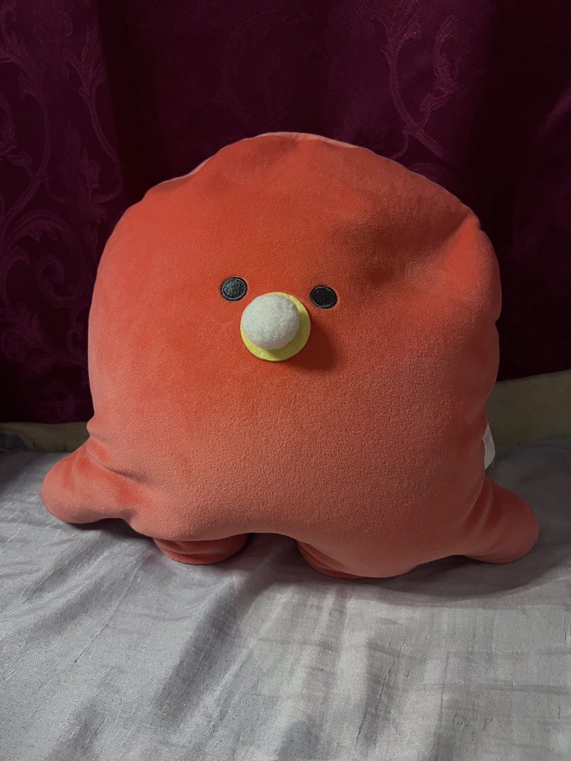 Yell Orange Octopus Plushie Toy (Category: Plushies & Soft Toys) located in Bulacan. Submitted by haven_plushie_dolls.888 (Listing ID 1470104288, Image 1). Description: - Brand: Yell - Color: Bright orange - Material: Soft plush fabric - Features: Embroidered eyes, white/yellow nose detail, and four stubby tentacles - Condition: Clean fabric, nice and even fluff, with original side tag attached - Origin: Made in China.