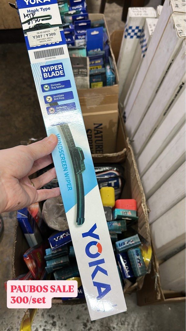 YOKA Hook Type Rear Wiper Blade (Category: Body Parts and Accessories) located in Manila. Submitted by aj.honey (Listing ID 1470009891, Image 1). Description: YOKA hook type rear wiper blade. Model Y307 and Y309. Fits Fortuner, Innova, and RAV4. 12 inch size. Packed in original box. Helps eliminate bug splatter, bird poop, and dirt easily..