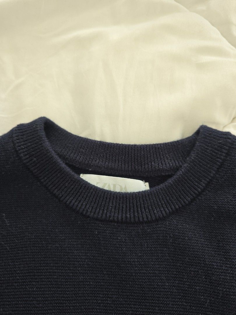 Zara Blue Knit Sweater Size 9 / 134 (Category: Babies & Kids Fashion) located in San Juan City. Submitted by mypurpleattic (Listing ID 1470029770, Image 3). Description: - Brand: Zara - Size: 9 (134 cm) - Color: Classic Blue - Style: Crew neck, pull-on knit sweater - Details: Ribbed collar, cuffs, and hem - Condition: Gently used. Still looks new. Good layering piece for cooler weather.