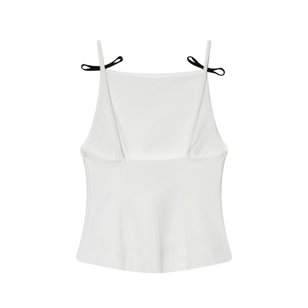 ZARA BOW STRAP (Category: Sleeveless) located in Makati City. Submitted by tinycloset__ (Listing ID 1470029783, Image 3). Description: ZARA XS ON TAG BNEW WOUT TAG.