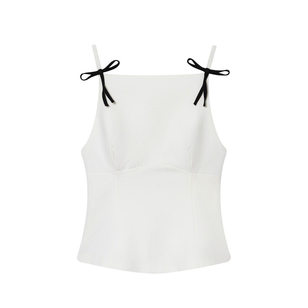ZARA BOW STRAP (Category: Sleeveless) located in Makati City. Submitted by tinycloset__ (Listing ID 1470029783, Image 2). Description: ZARA XS ON TAG BNEW WOUT TAG.