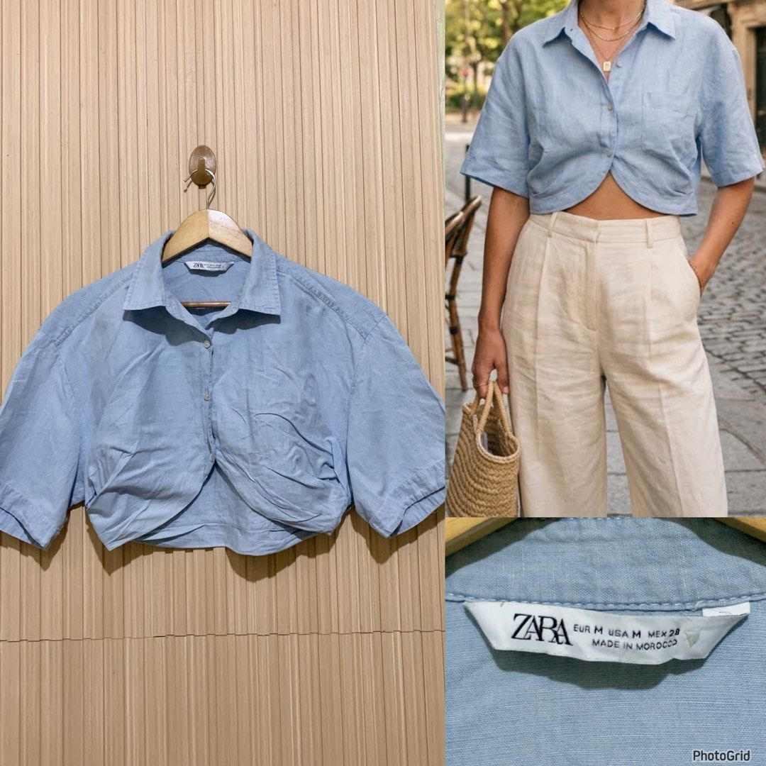 Zara linen cropped top (Category: Blouses) located in Koronadal. Submitted by gstyledforless (Listing ID 1470106528, Image 1). Description: .