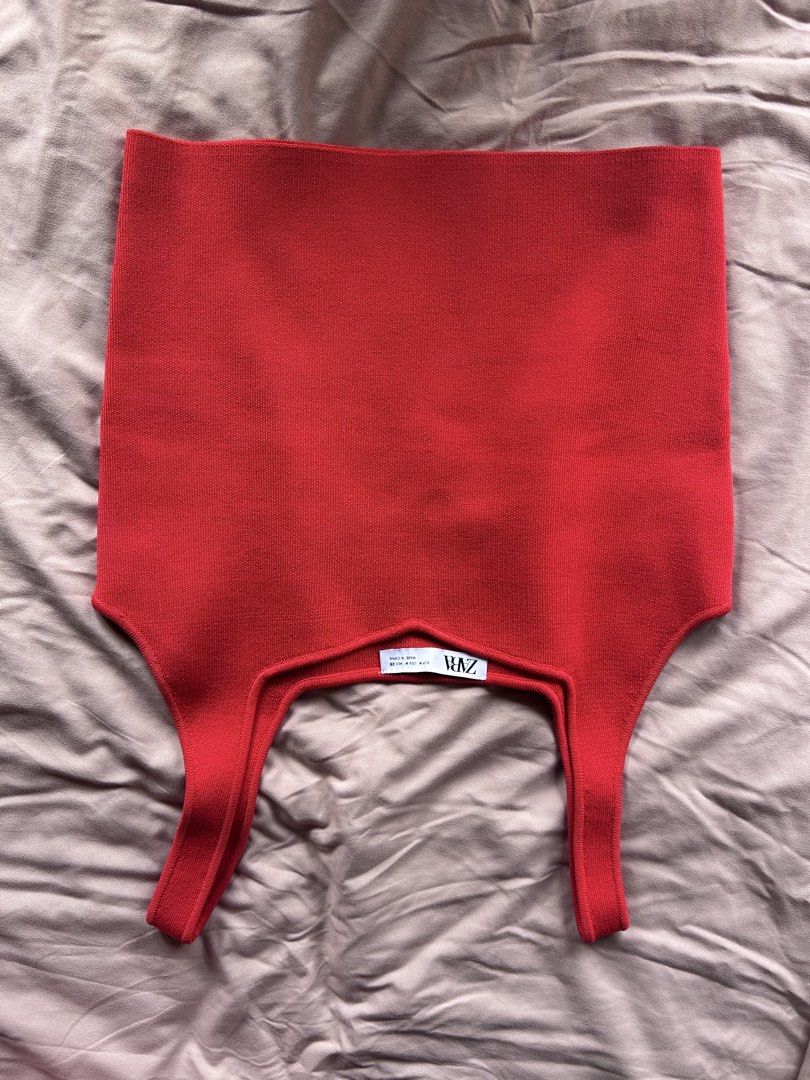 Zara Red Ribbed Knit Tank Top (Category: Sleeveless) located in Cebu City. Submitted by shopmikascloset (Listing ID 1469955285, Image 3). Description: - Brand: Zara - Size: M - Color: Bright poppy red - Material: Stretchy ribbed knit - Design: Square neckline with subtle sweetheart dip, thick straps - Condition: Great shape, worn a couple of times, no flaws.